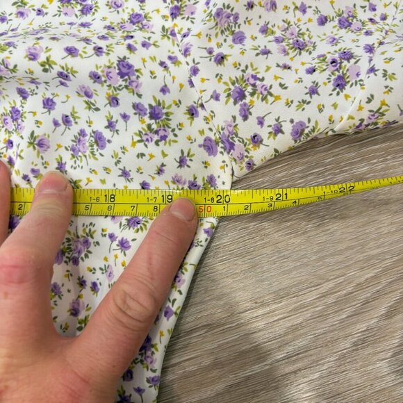 Riley Dress Floral White Midi Dress V-Neck Ruffle Trim sz XL - Picture 7 of 11